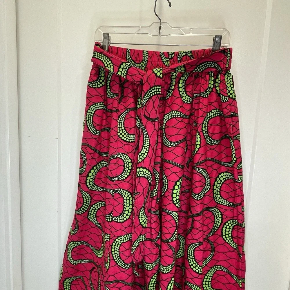 Womens Palazzo Pants Boho Wide Leg Colorful African Ankara Print Oversized OS